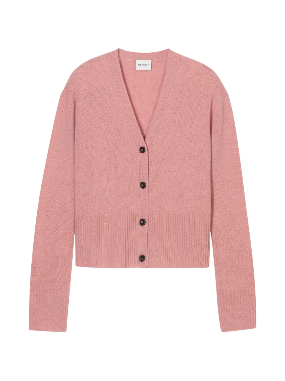 Closed V-neck wool cardigan - Pink