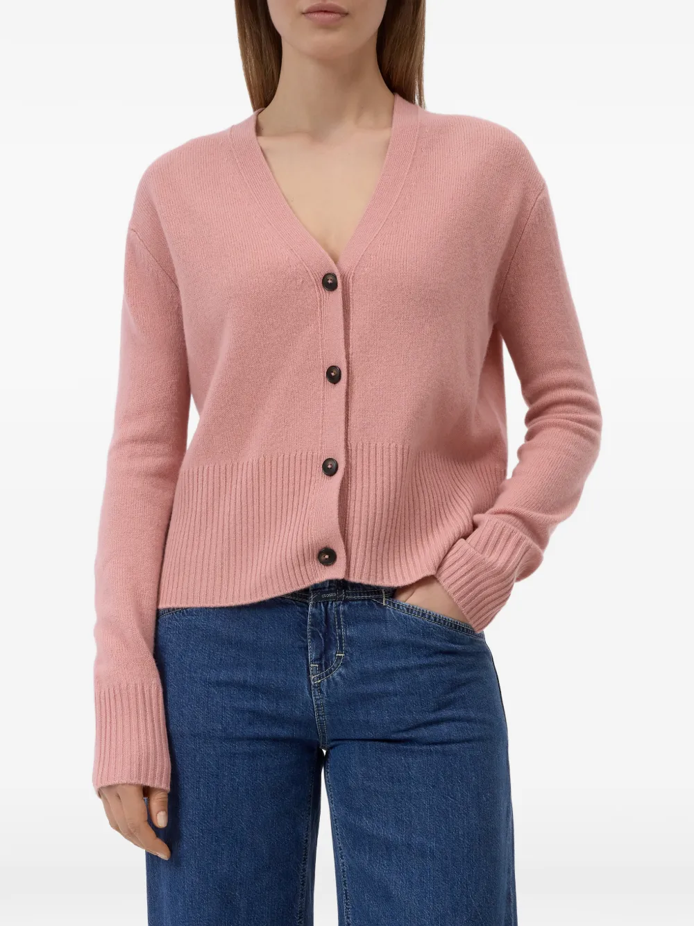 Closed Wollen vest met V-hals Roze