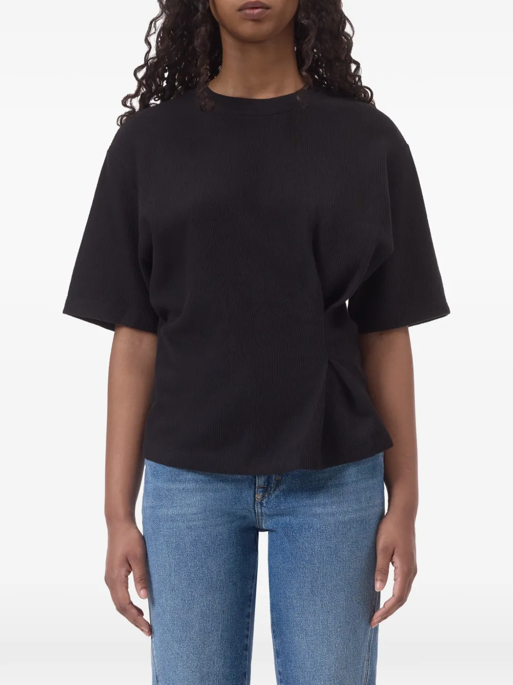 Closed Geribbeld gedrapeerd T-shirt Zwart