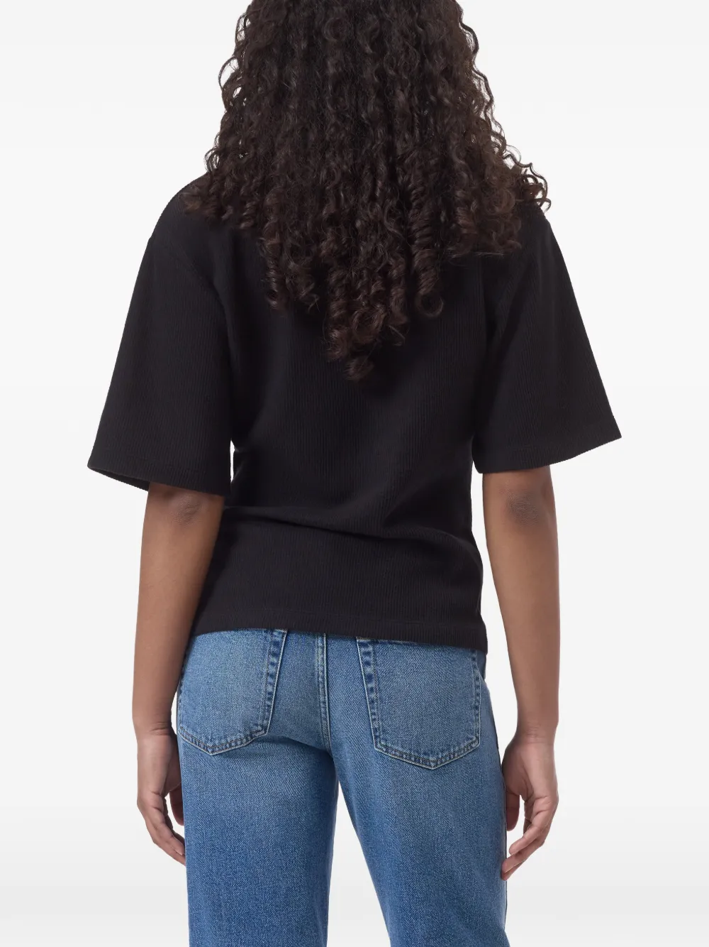 Closed Geribbeld gedrapeerd T-shirt Zwart