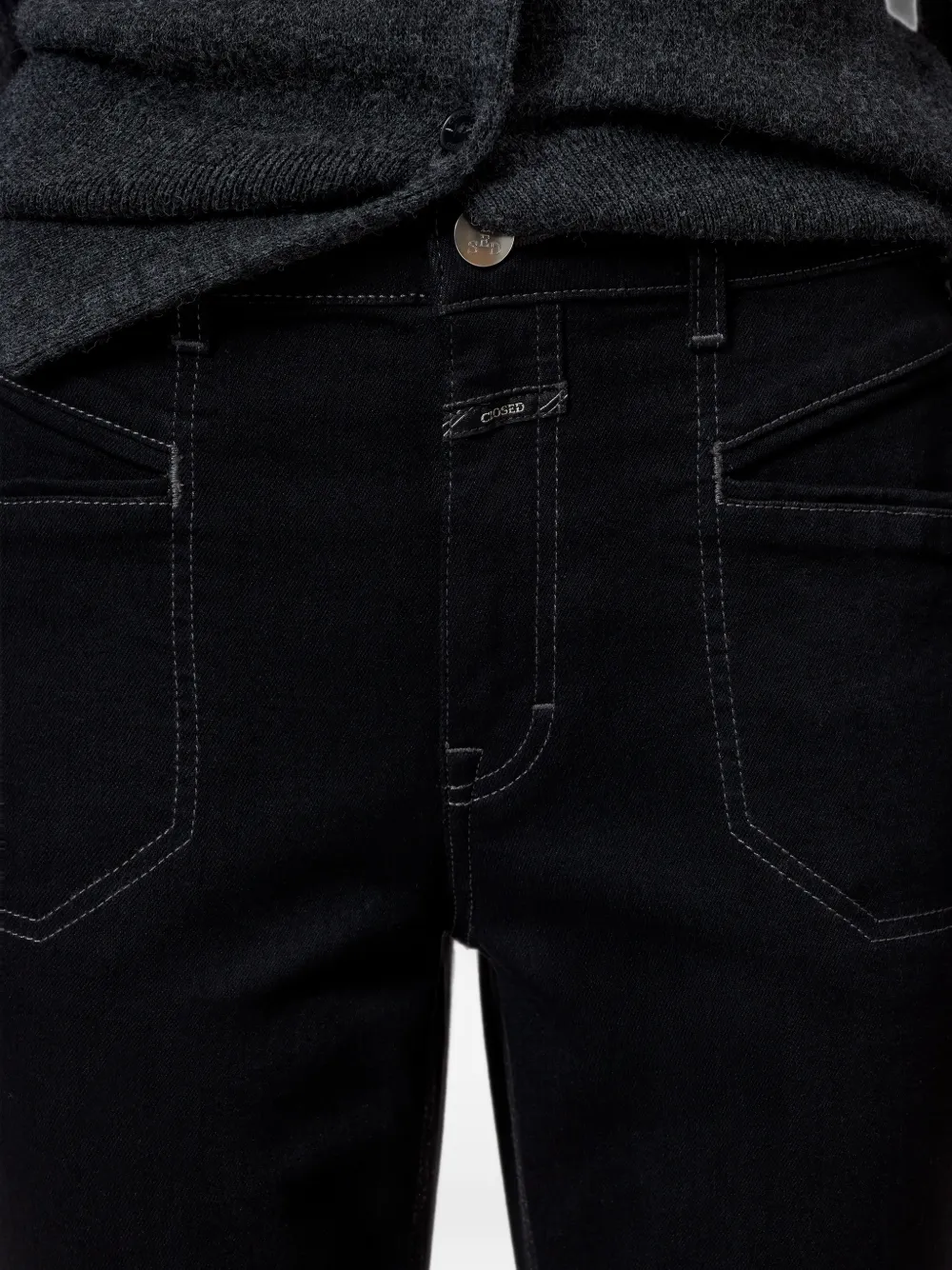 Closed Mira-X jeans met contrasterende stiksels Zwart