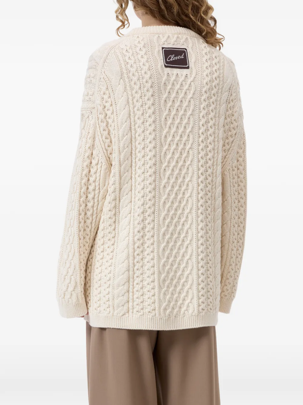 Closed Kabelgebreide trui Beige