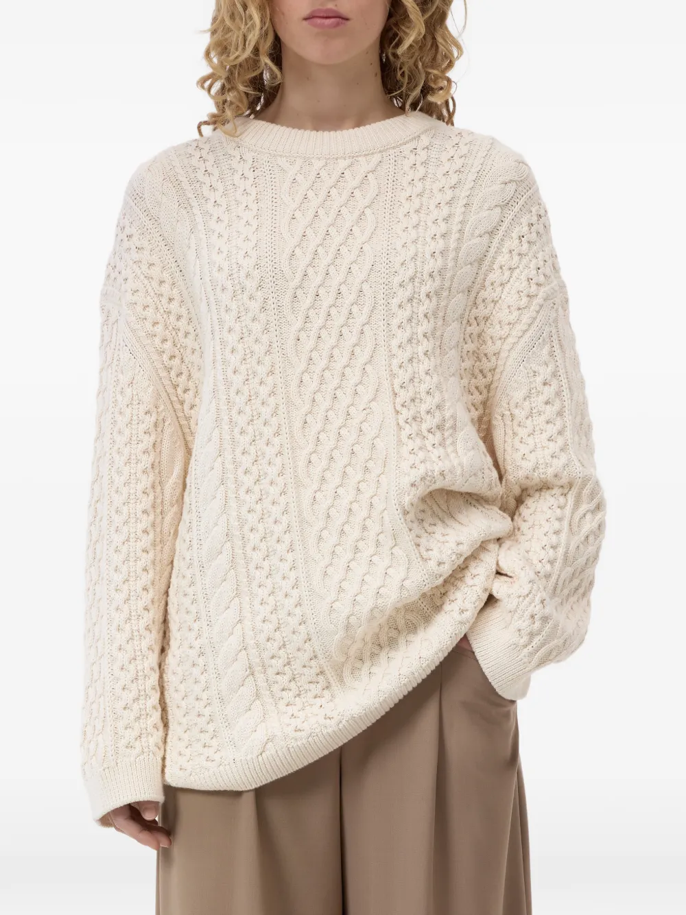 Closed Kabelgebreide trui Beige