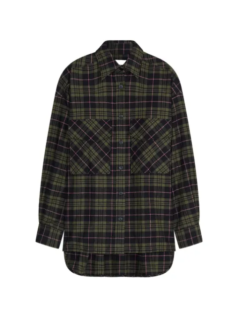 Closed check-pattern oversized shirt