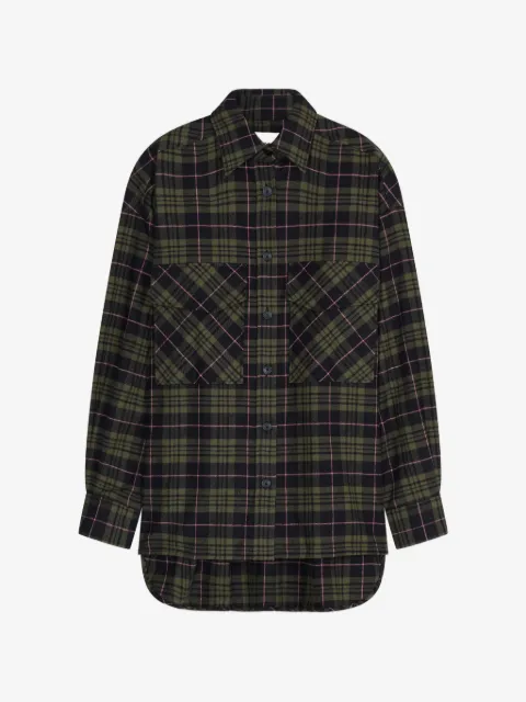 Closed check-pattern oversized shirt