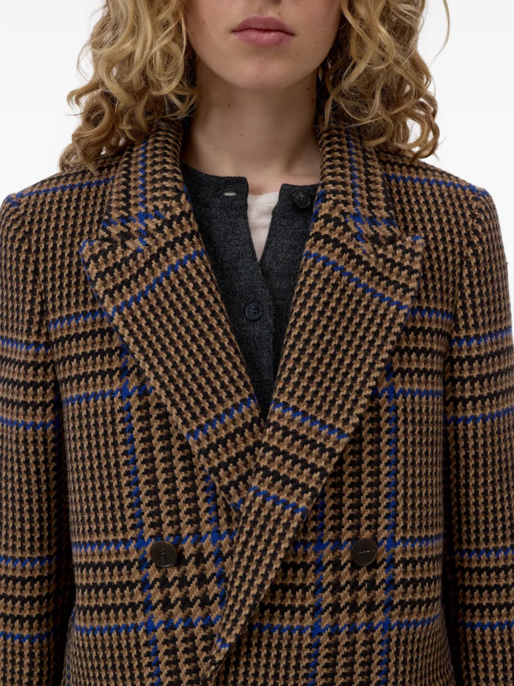 Closed Geruite blazer met dubbele rij knopen Bruin