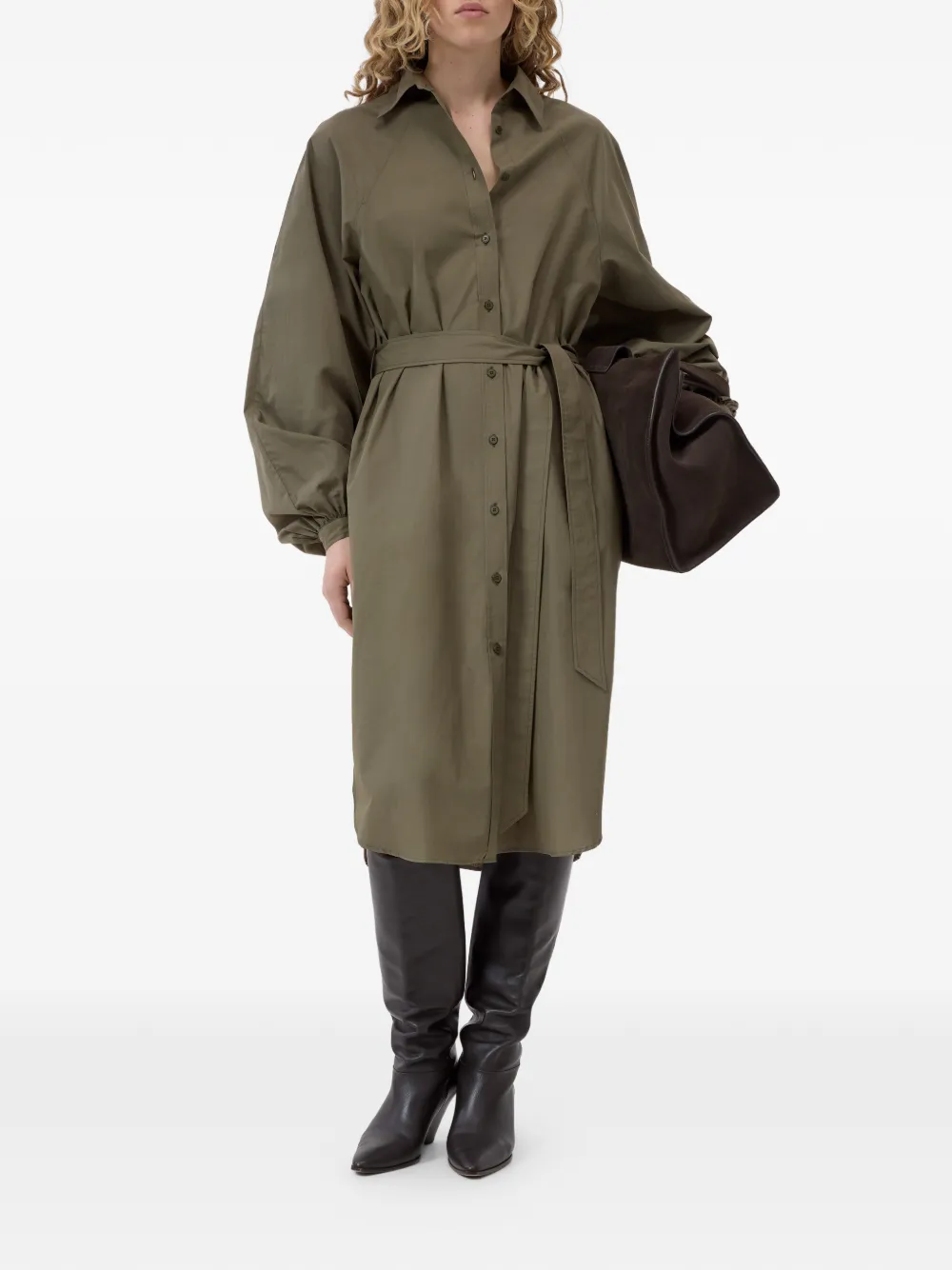 Closed Midi-jurk met ceintuur Groen