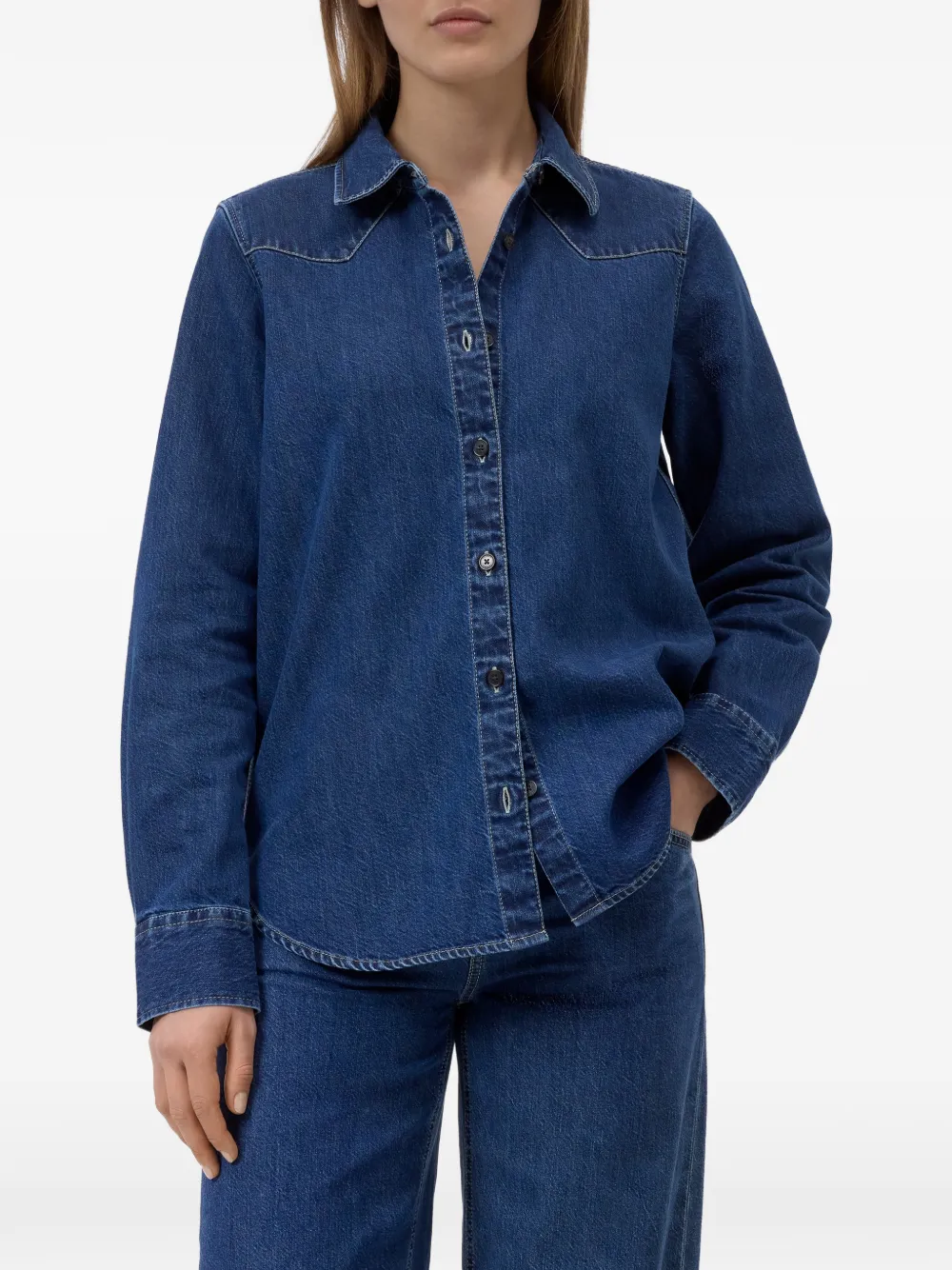 Closed western-style long-sleeve denim shirt Blauw