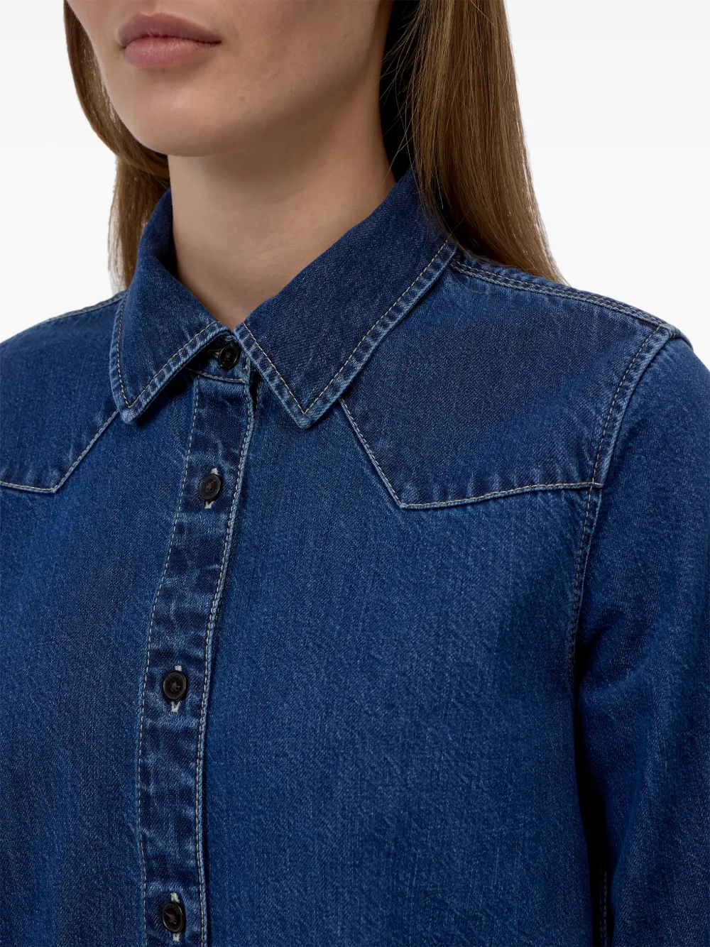 Closed western-style long-sleeve denim shirt Blauw