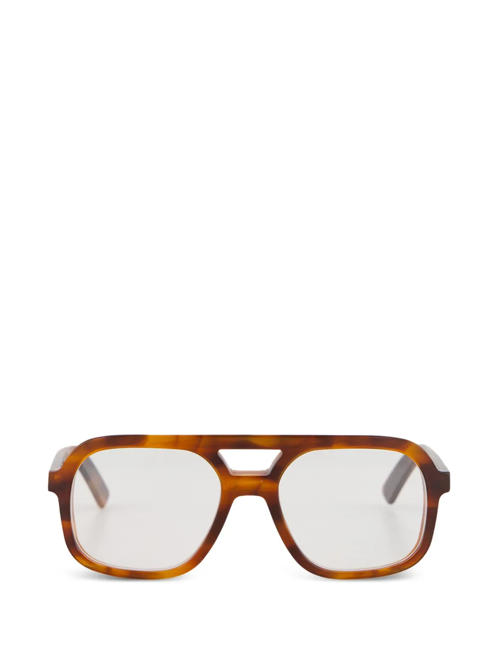 Emmanuelle Khanh tortoiseshell-effect geometric-frame glasses - Marrone