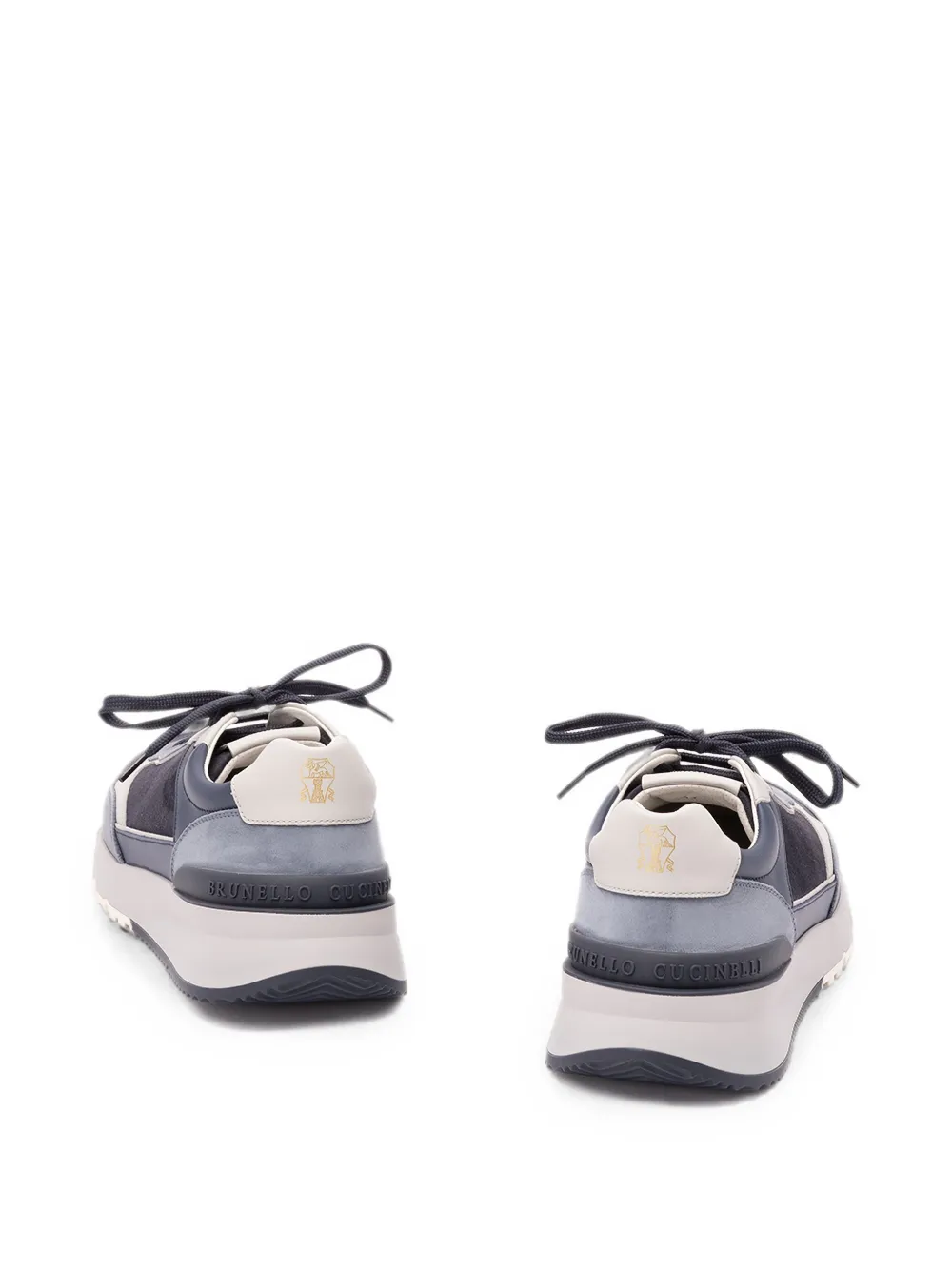 Brunello Cucinelli Leren sneakers met vlakken Blauw