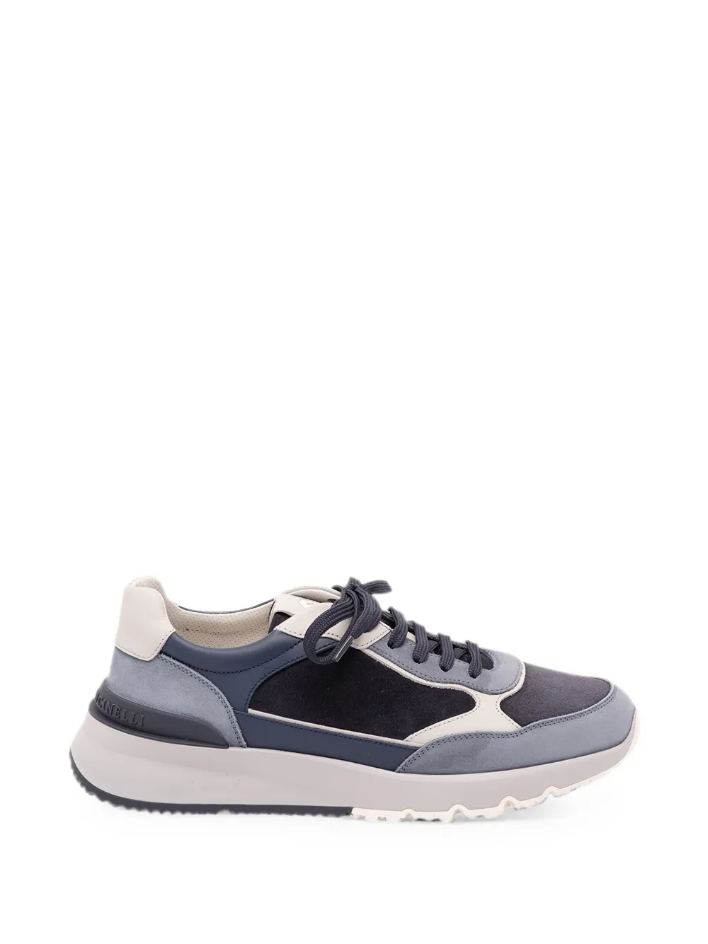 Brunello Cucinelli Panelled Leather Sneakers In Blue