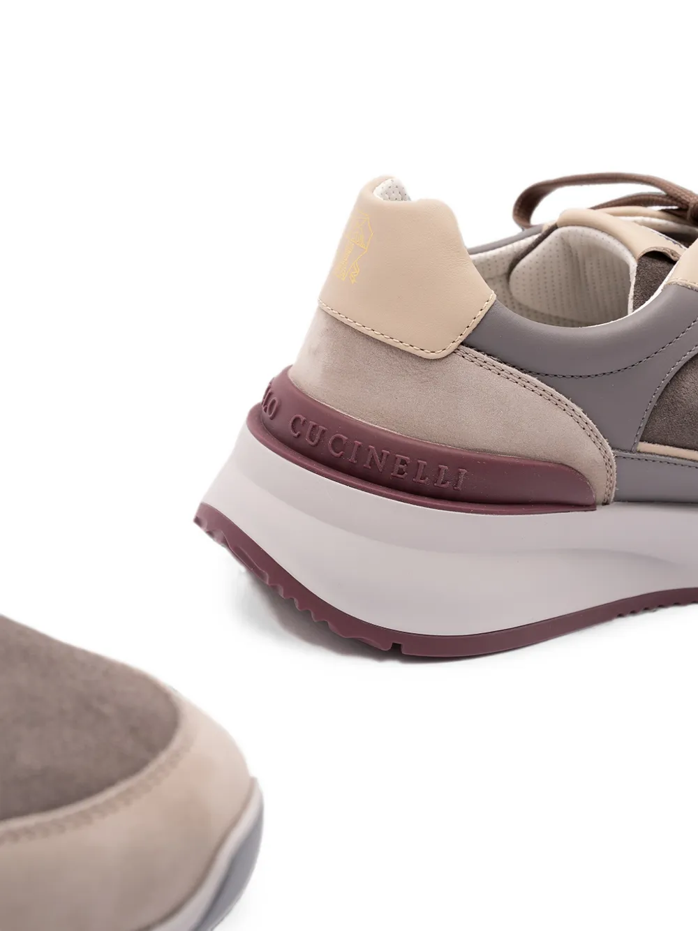 Brunello Cucinelli Leren sneakers met vlakken Bruin