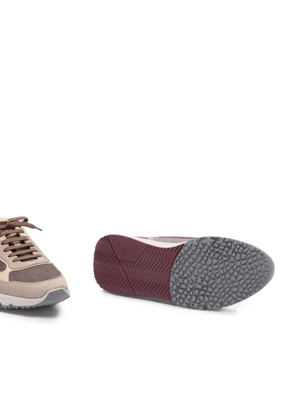 Brunello Cucinelli Leren sneakers met vlakken Bruin