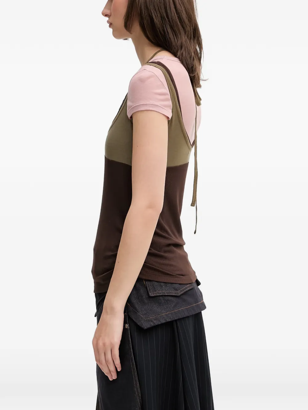 Andersson Bell Gelaagd T-shirt met kanten afwerking Roze