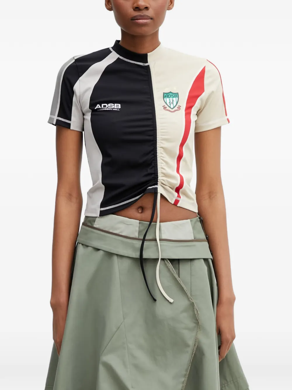 Andersson Bell ruched panelled T-shirt - Nero