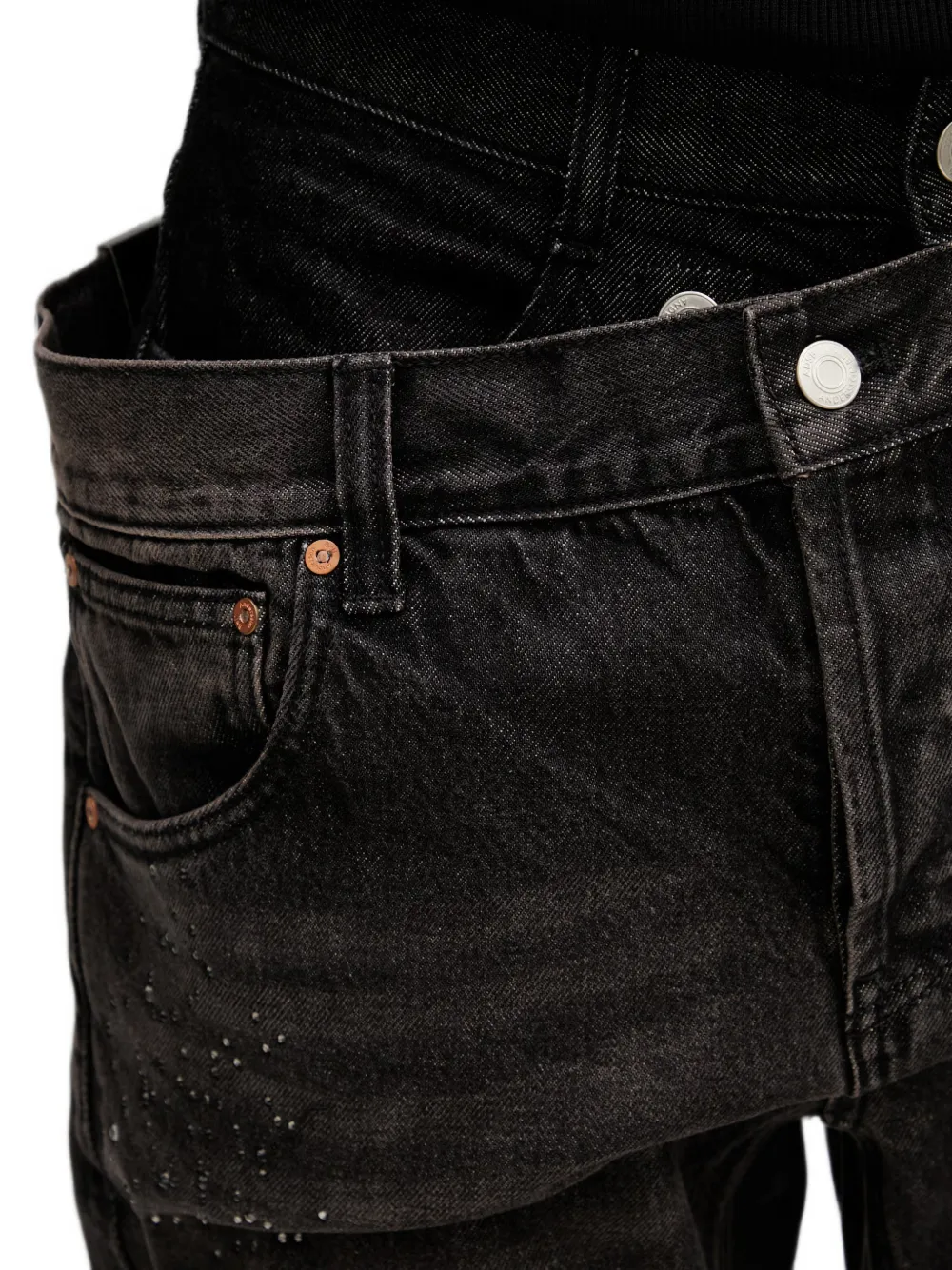 Andersson Bell Jeans met gelaagde taille en studs Zwart
