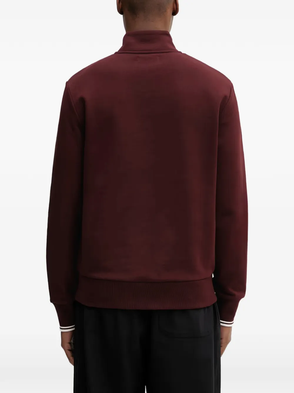 Fred Perry Trui met geborduurd logo en halve rits Rood