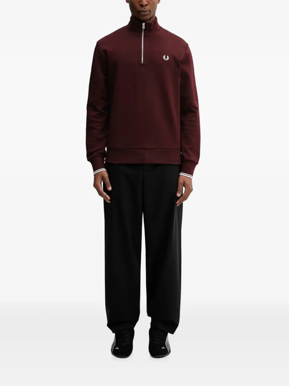  Fred Perry Half-zip Embroidered-logo Sweater - Rojo 