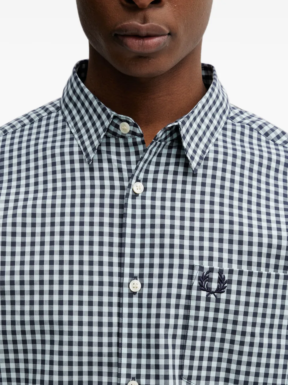 Fred Perry Overhemd met geborduurd logo en gingham ruit Blauw