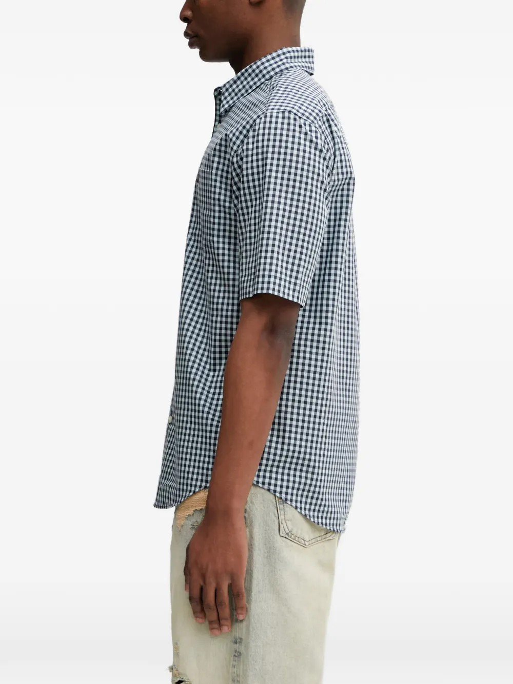 Fred Perry Overhemd met geborduurd logo en gingham ruit Blauw