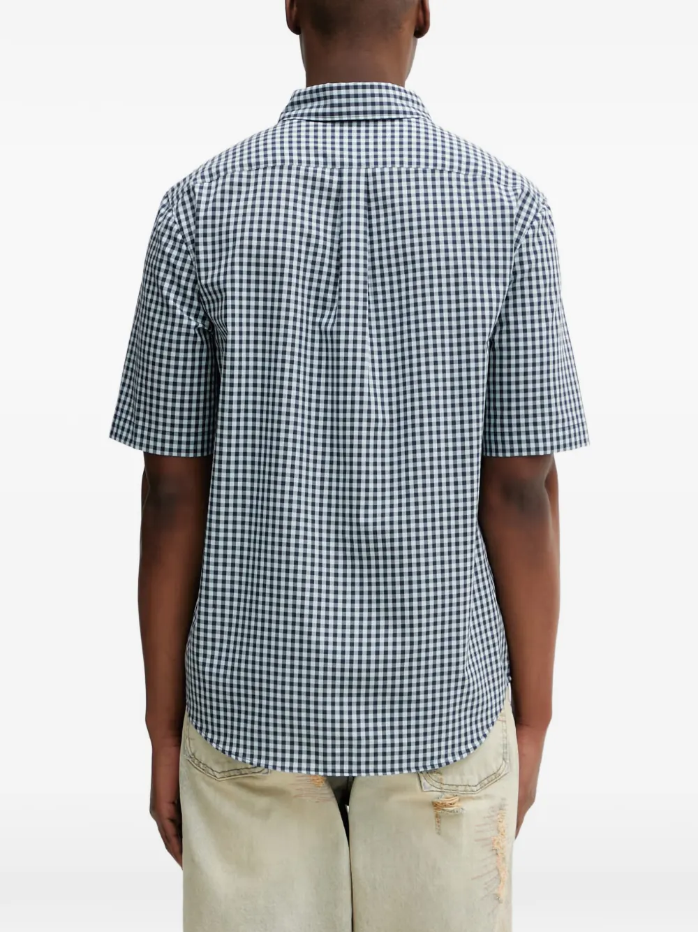 Fred Perry Overhemd met geborduurd logo en gingham ruit Blauw