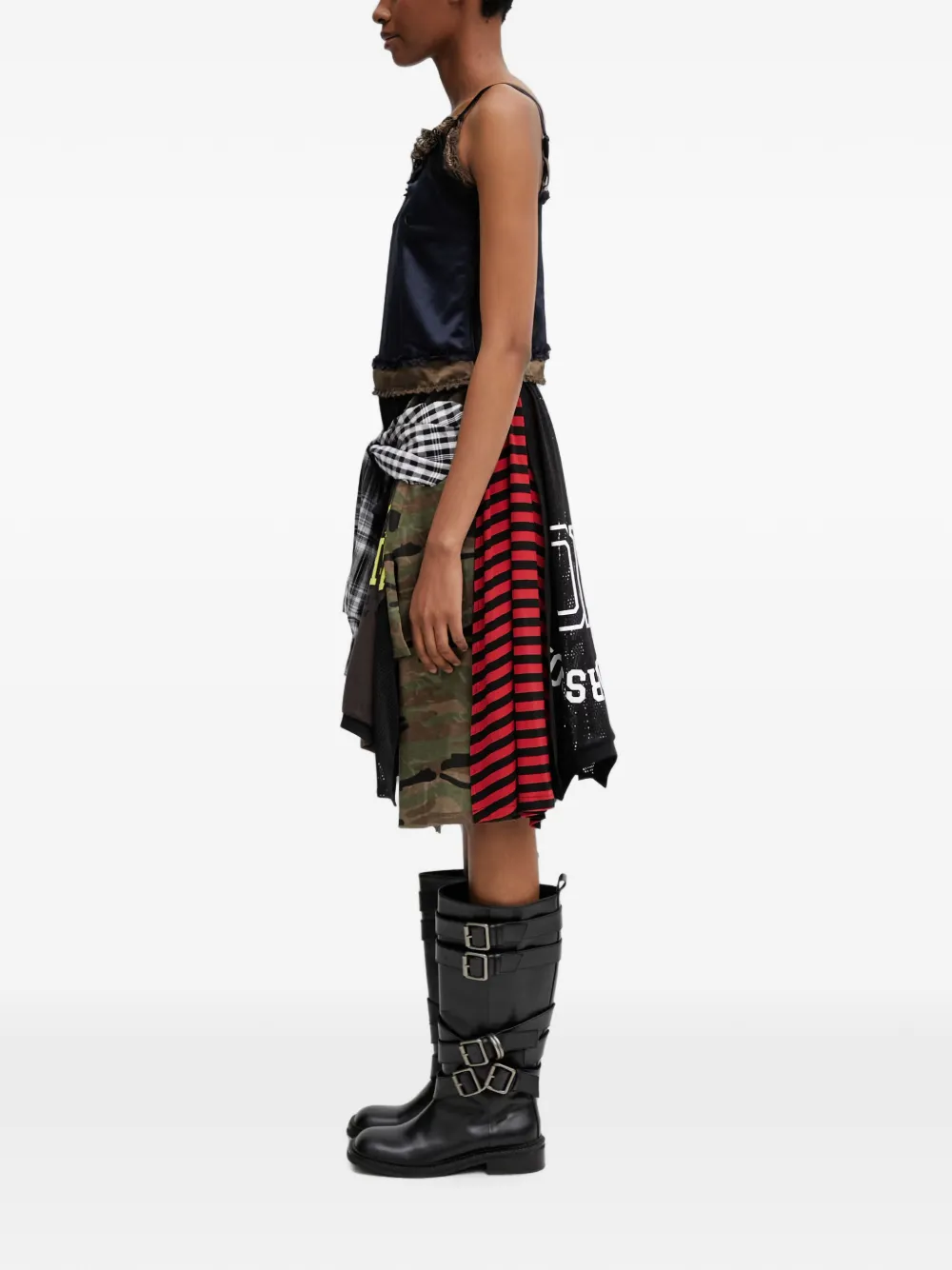 Andersson Bell Midi-jurk met kanten afwerking en patchwork Groen