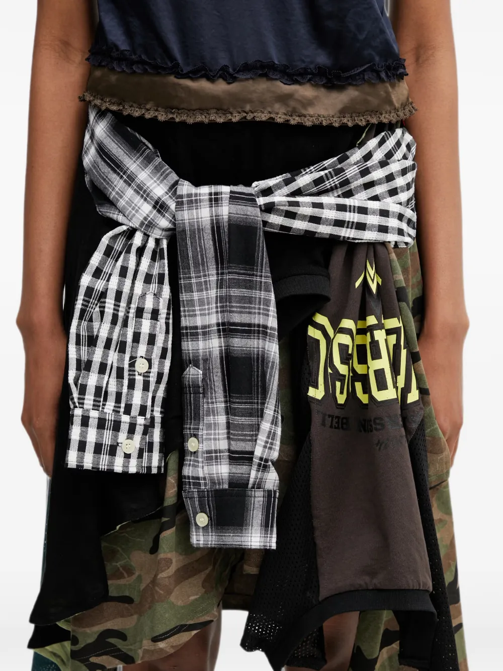 Andersson Bell Midi-jurk met kanten afwerking en patchwork Groen