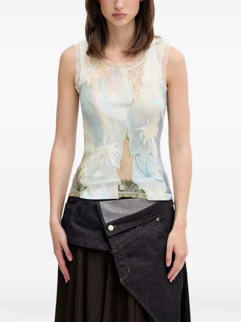 Andersson Bell lace-trim graphic-print top