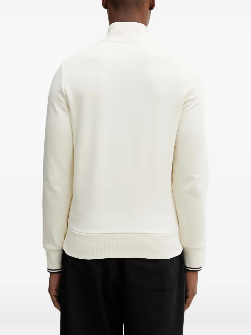 Fred Perry Trui met geborduurd logo en halve rits Beige