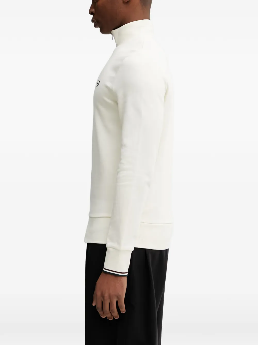 Fred Perry Trui met geborduurd logo en halve rits Beige