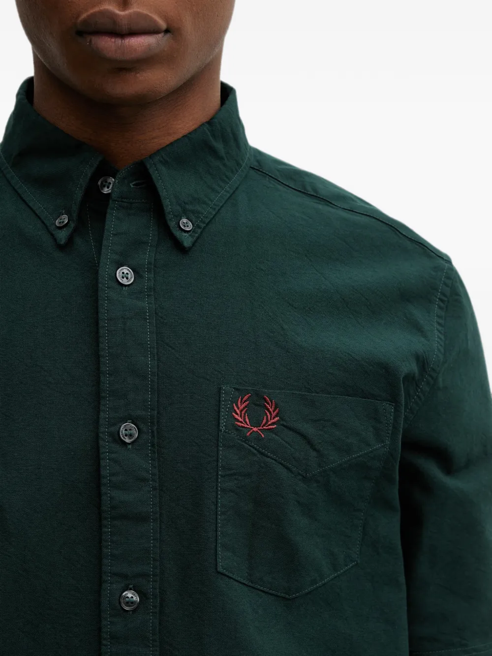 Fred Perry Overhemd met geborduurd logo en korte mouwen Groen