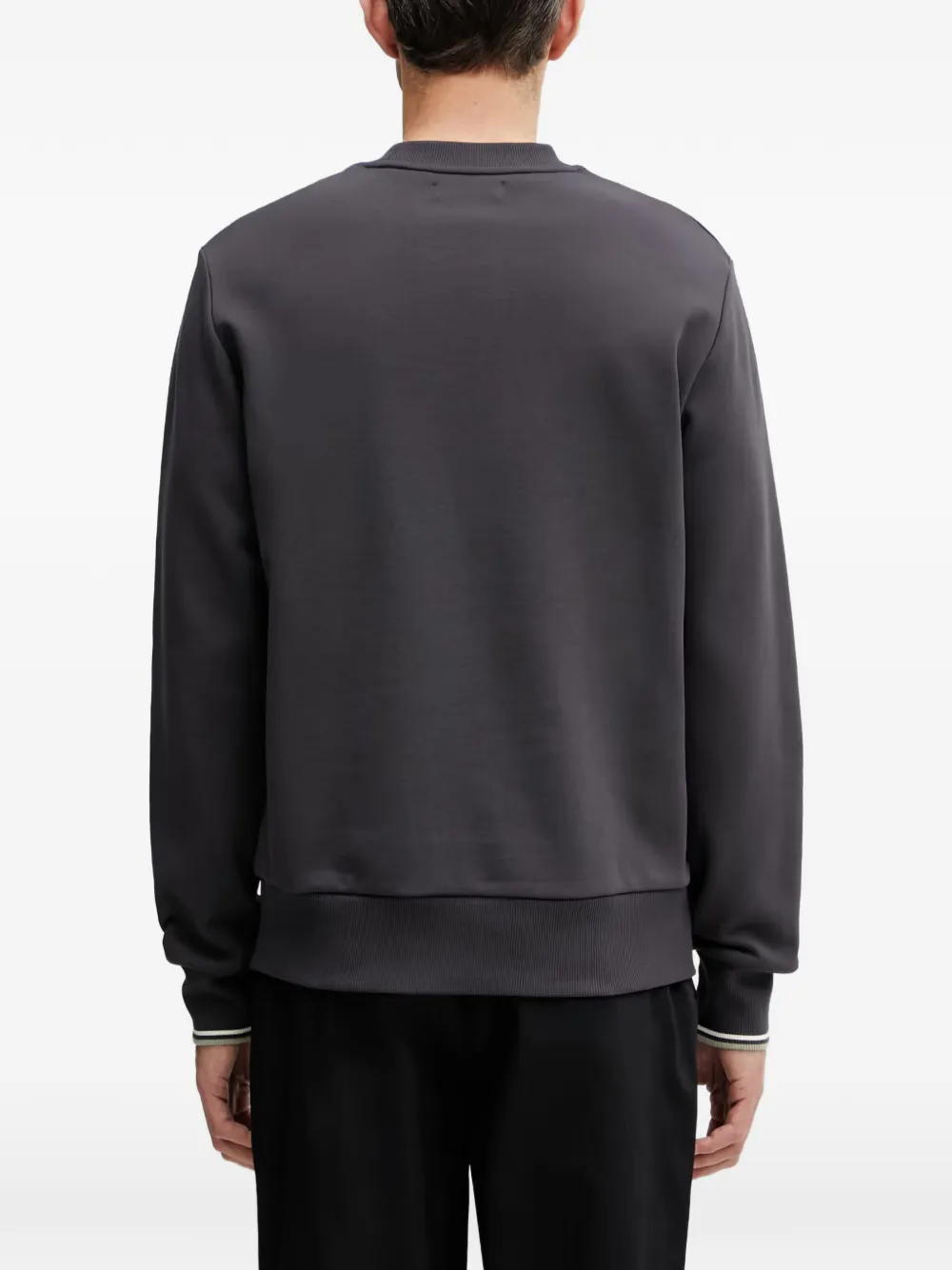 Fred Perry Trui met geborduurd logo en gestreepte manchetten Grijs