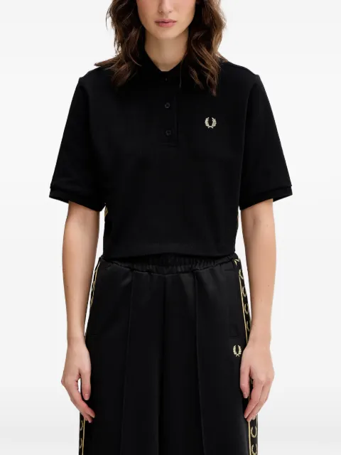 Fred Perry logo-embroidered cropped polo top