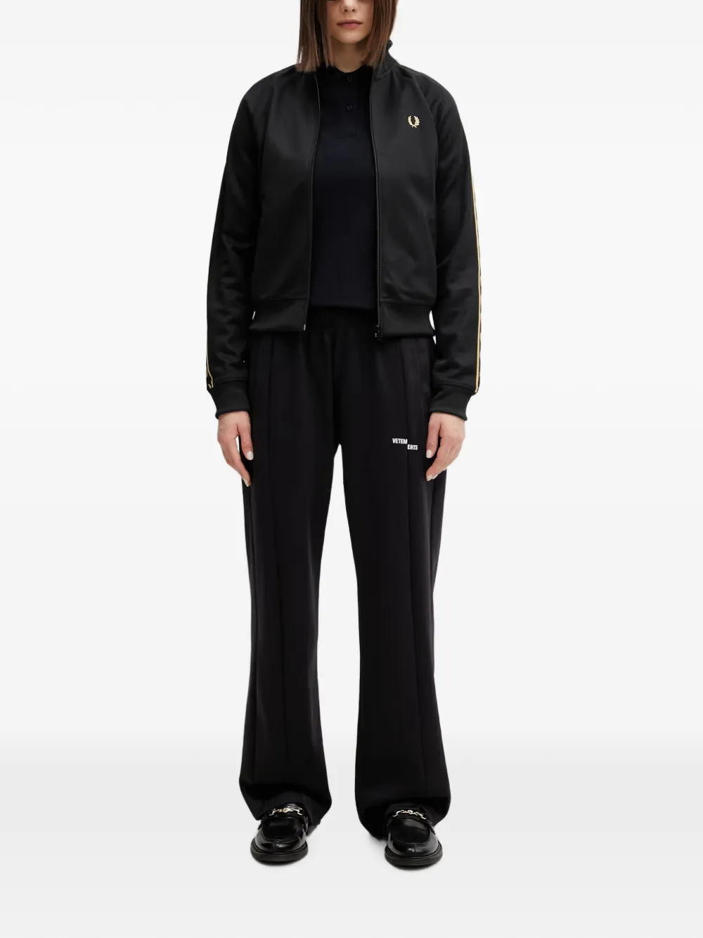 Fred Perry logo-embroidered zip-up sweatshirt - Nero