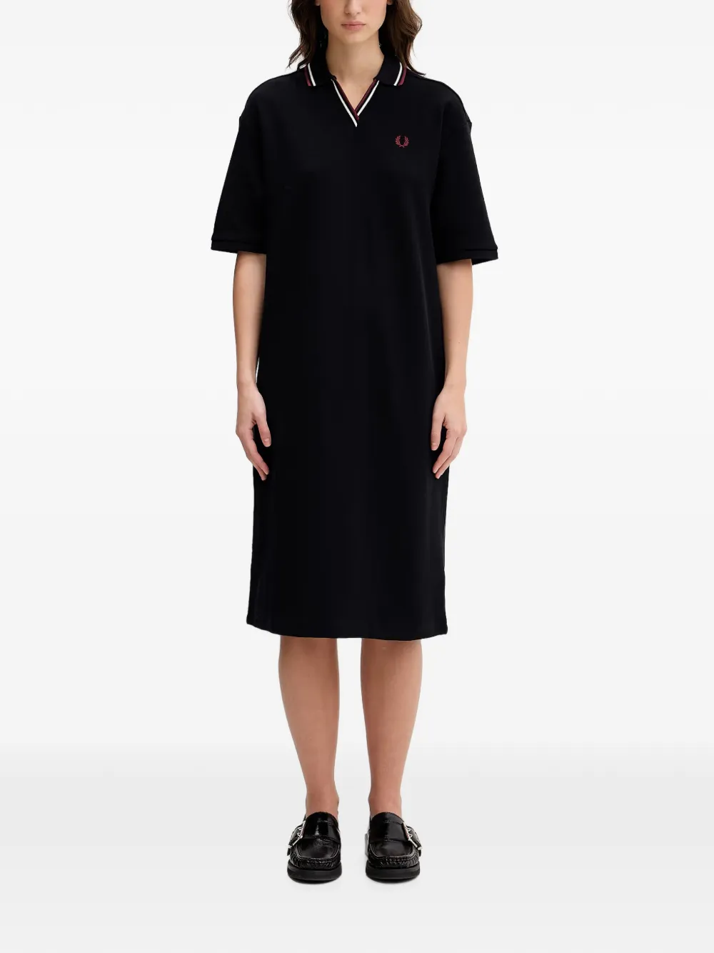 Fred Perry Abito midi con logo ricamato - Nero