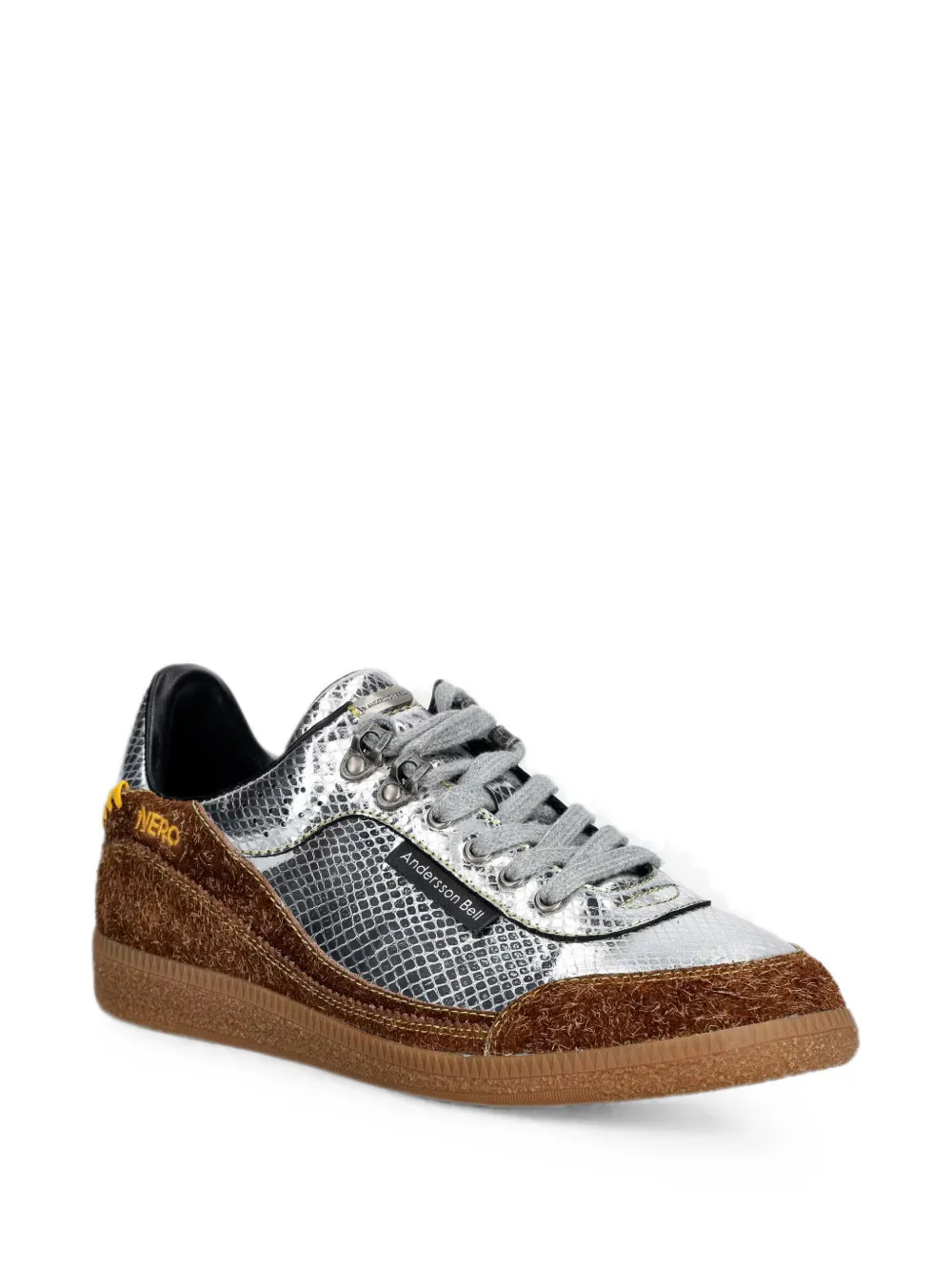Andersson Bell snakeskin-effect panelled sneakers Zilver
