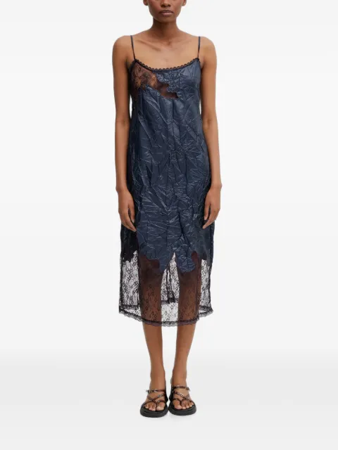 Andersson Bell crinkled lace-trim midi dress