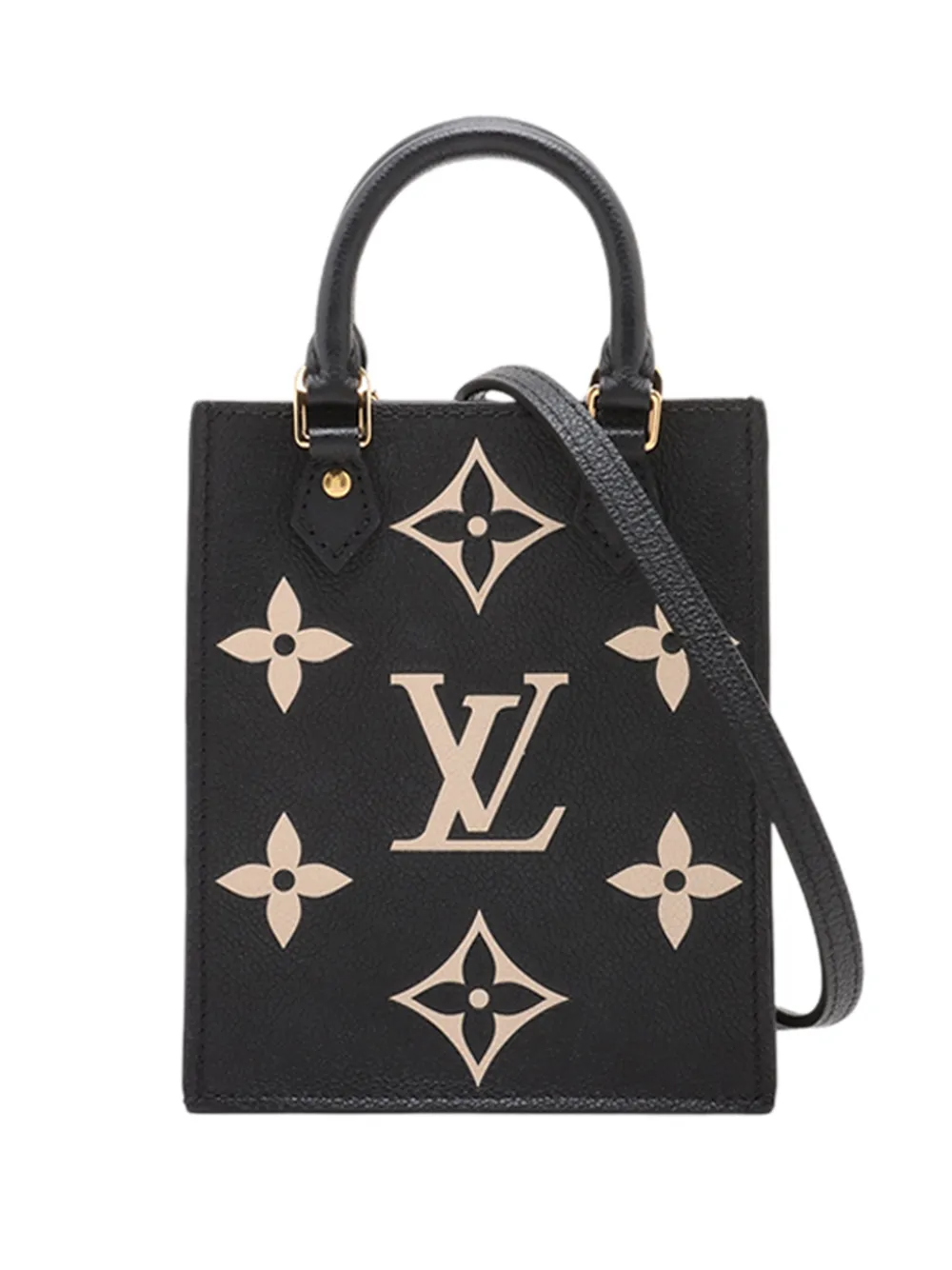 Pre-owned Louis Vuitton 2021 Bicolor Monogram Empreinte Petit Sac Plat Satchel In Black