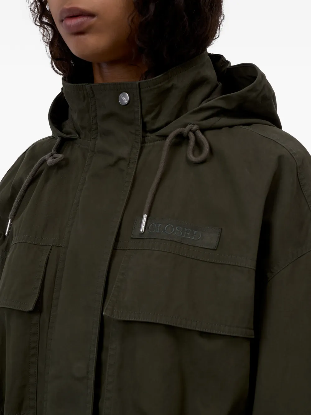 Closed Parka met trekkoord Groen
