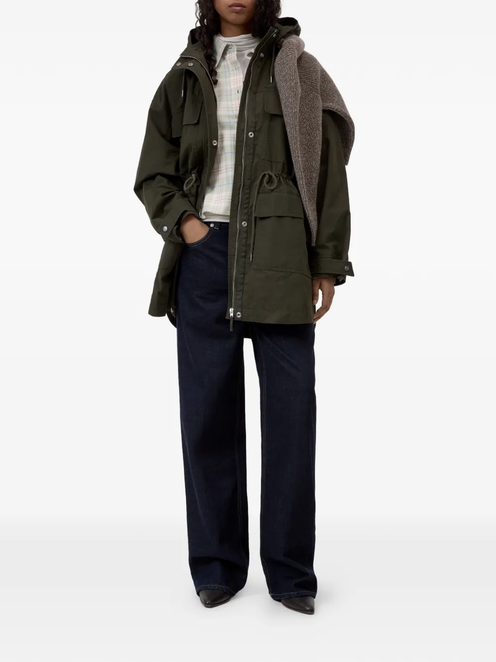 Closed Parka met trekkoord Groen