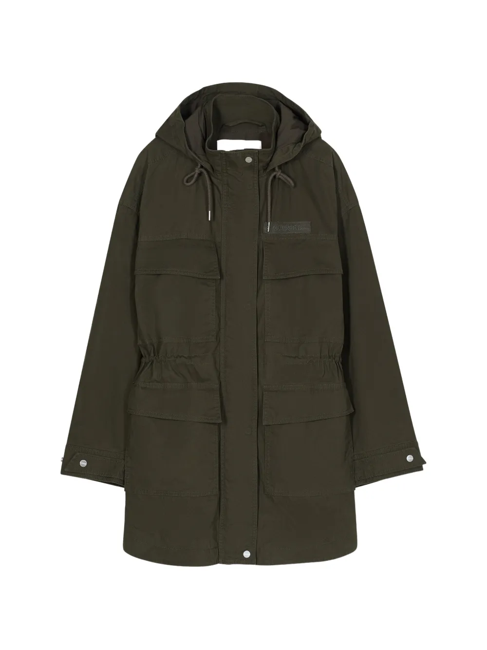 Closed Drawstring-waist Cotton Parka In Green