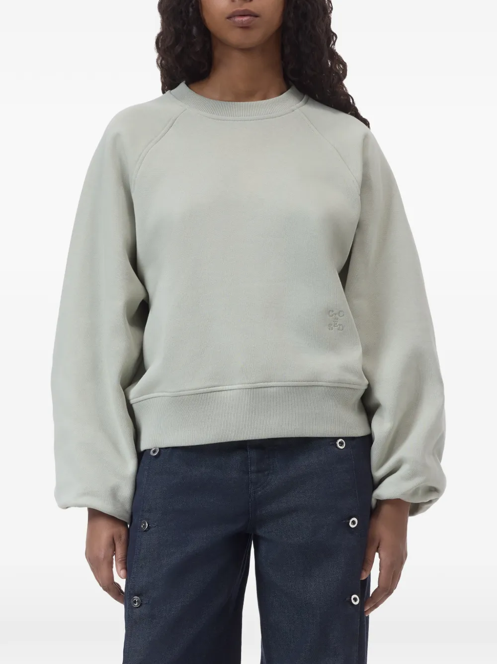 Closed Sweater met geborduurd logo Groen