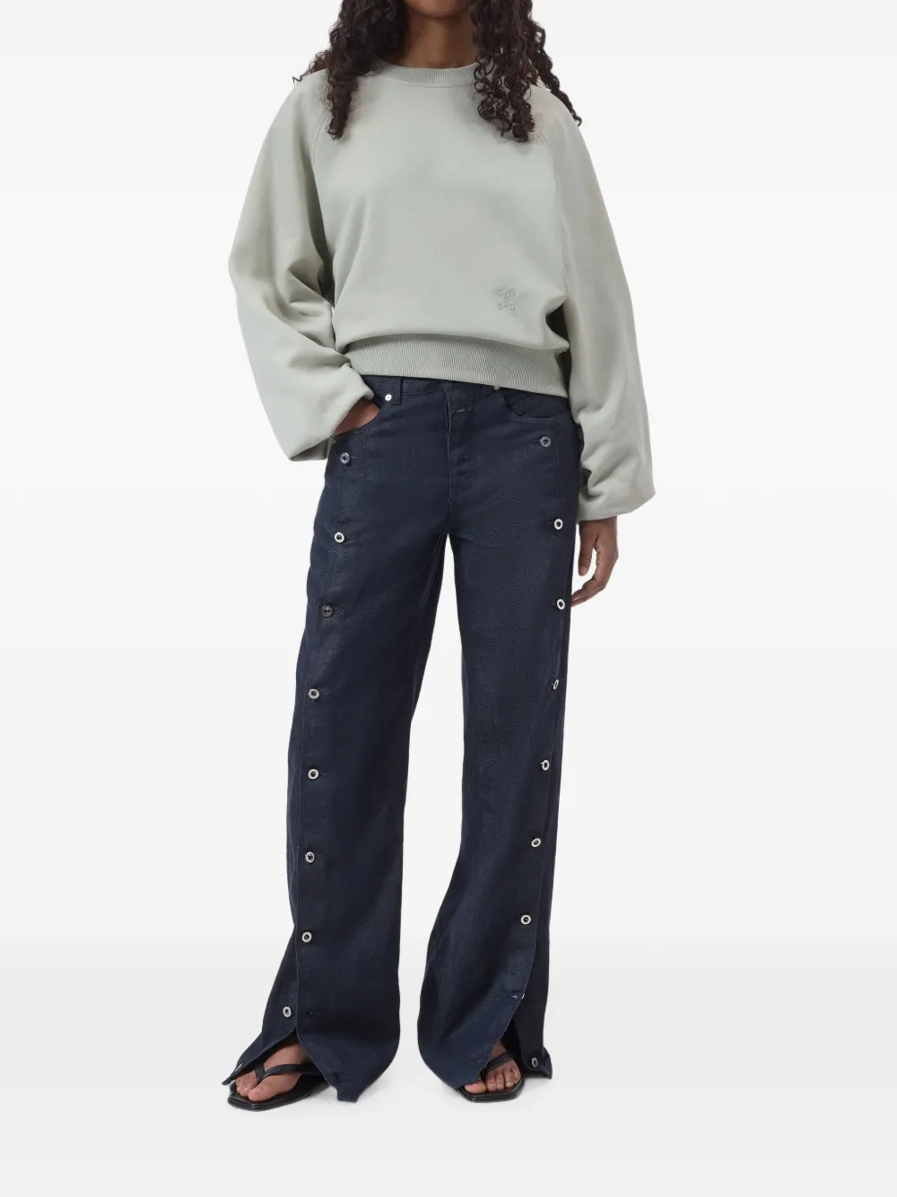 Closed Sweater met geborduurd logo Groen