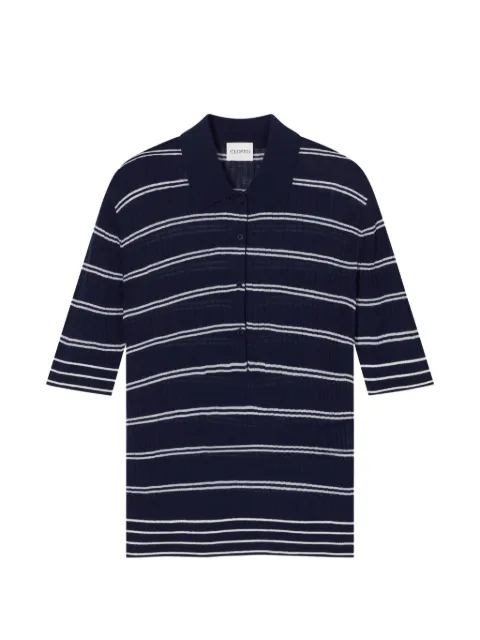 Closed striped short-sleeve polo top