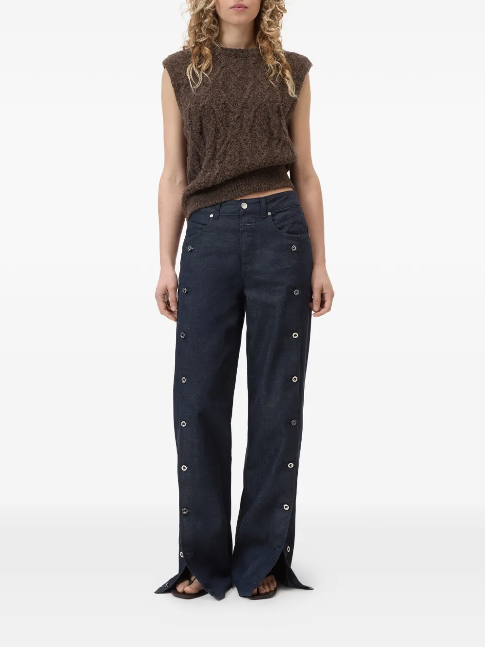 Closed Nikka jeans met knoopdetail Blauw