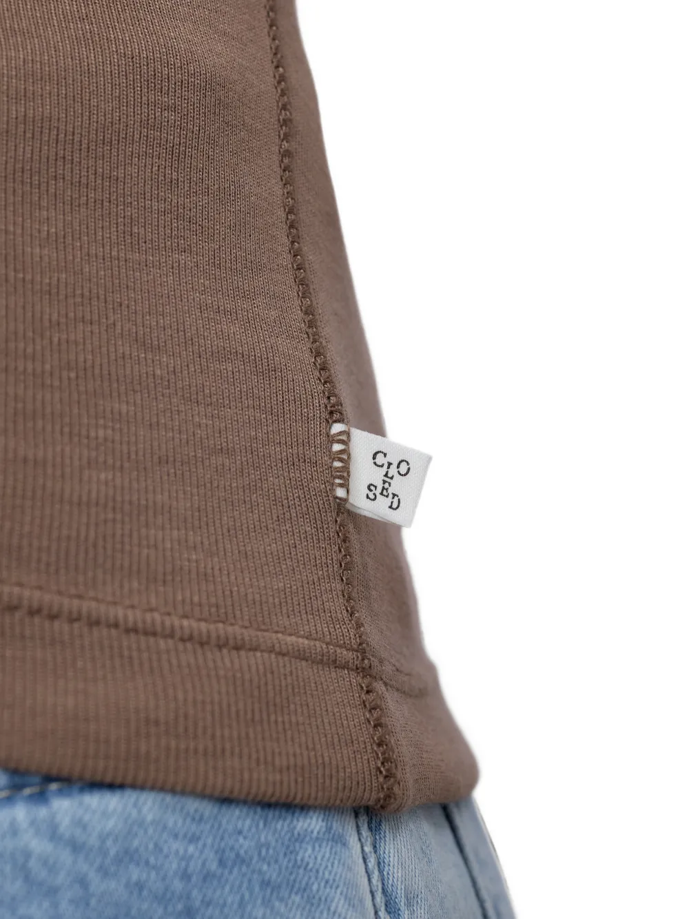 Closed T-shirt met ronde hals Bruin