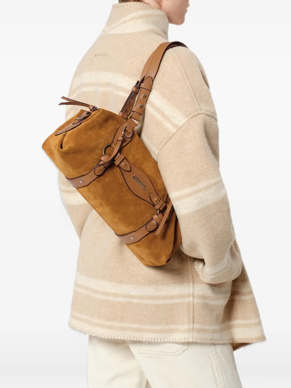 ISABEL MARANT Tilpa Mini leather-trim shoulder bag - Marrone