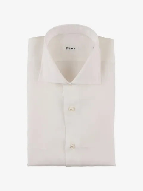 Fray spread-collar button-up shirt