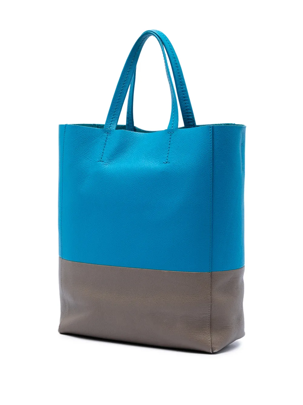 Celine Pre-owned 2012-2018 Small Bicolor Grained Calfskin Vertical Cabas Tote Satchel in Blue, view 3